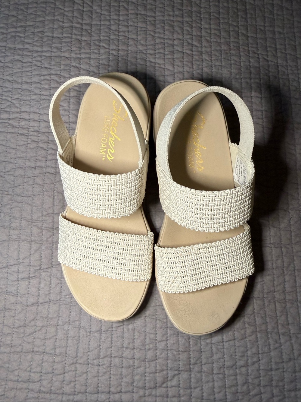 Skechers Cream Woven Slingback Sandals